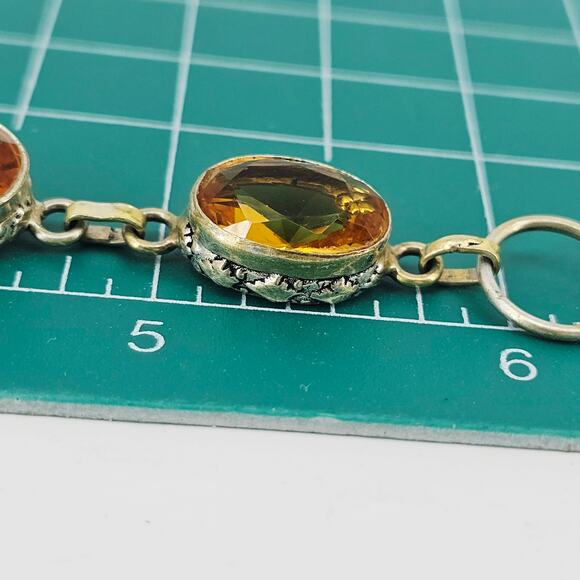 Yellow Citrine Gemstone Handmade 925 Sterling Silver Jewelry Bracelet Sz 7-8" - Picture 7 of 8